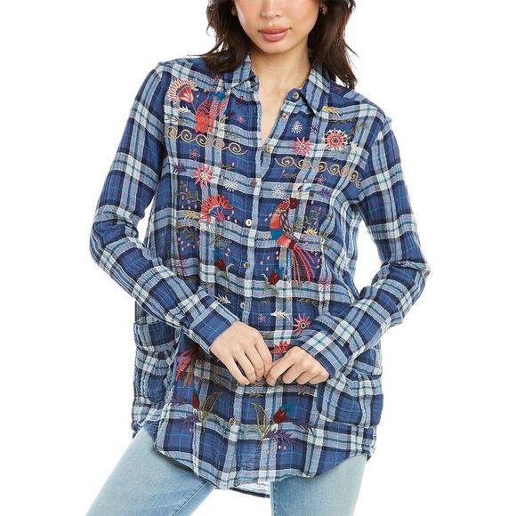 Johnny Was Womens Lucy Painters Smock Shirt - Picture 1 of 3